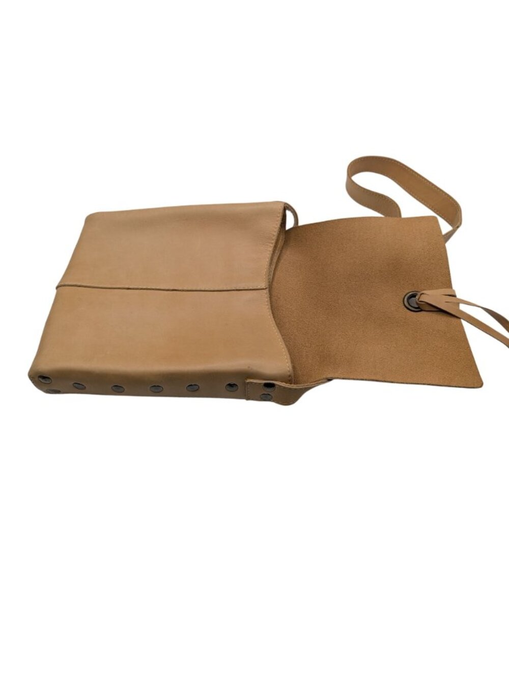 Hobo International Leather Tan Crossbody Bag With Grommet Detailing & Adjustable - Picture 4 of 12